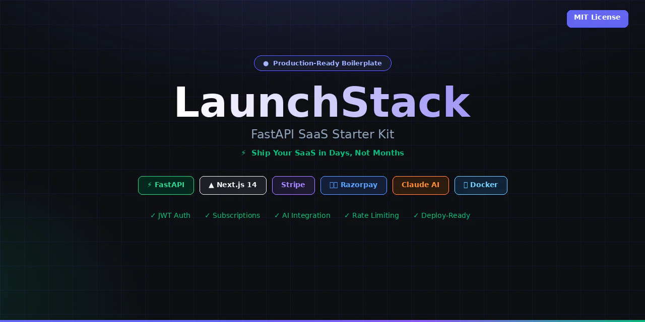 LaunchStack — FastAPI SaaS Starter Kit