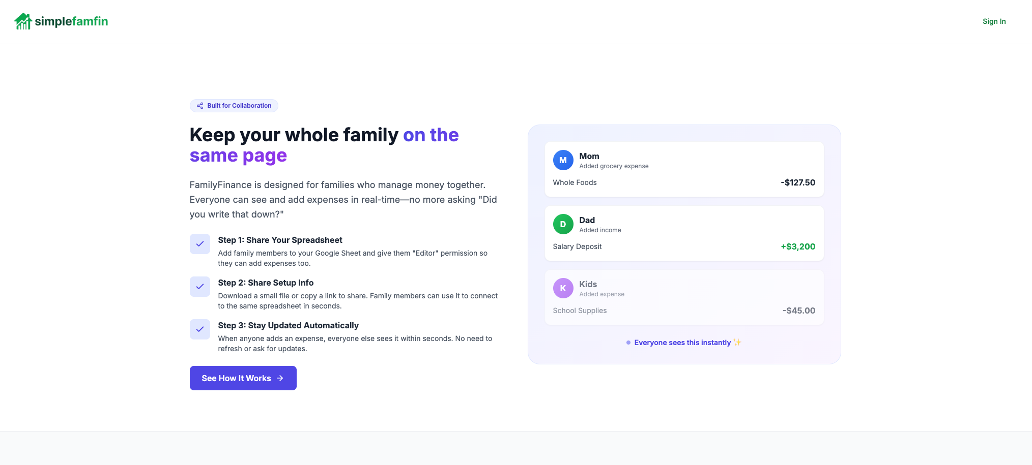 SimpleFamFin - Screenshot 3 showing product features and functionality