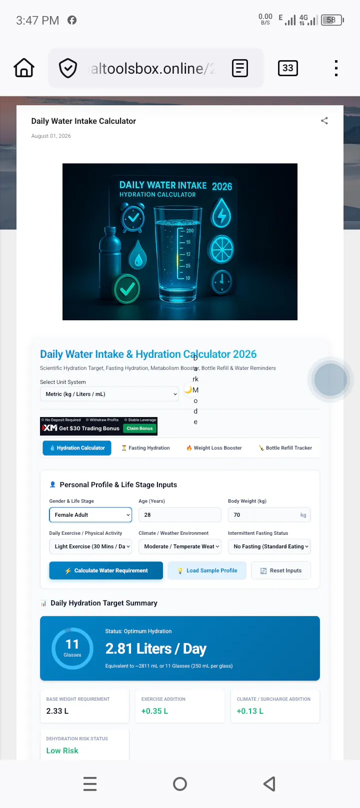 Daily Water Intake Calculator gallery image