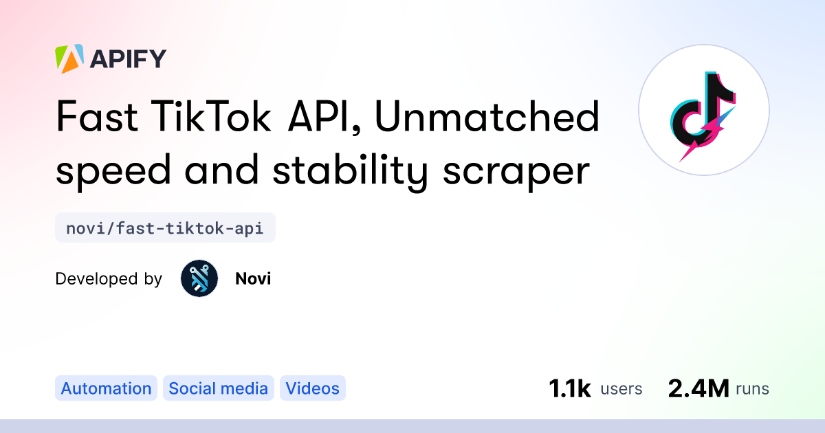 Fast TikTok API - TikTok APIs for Trend, Hashtag, Search, Music, User, Comment media 1