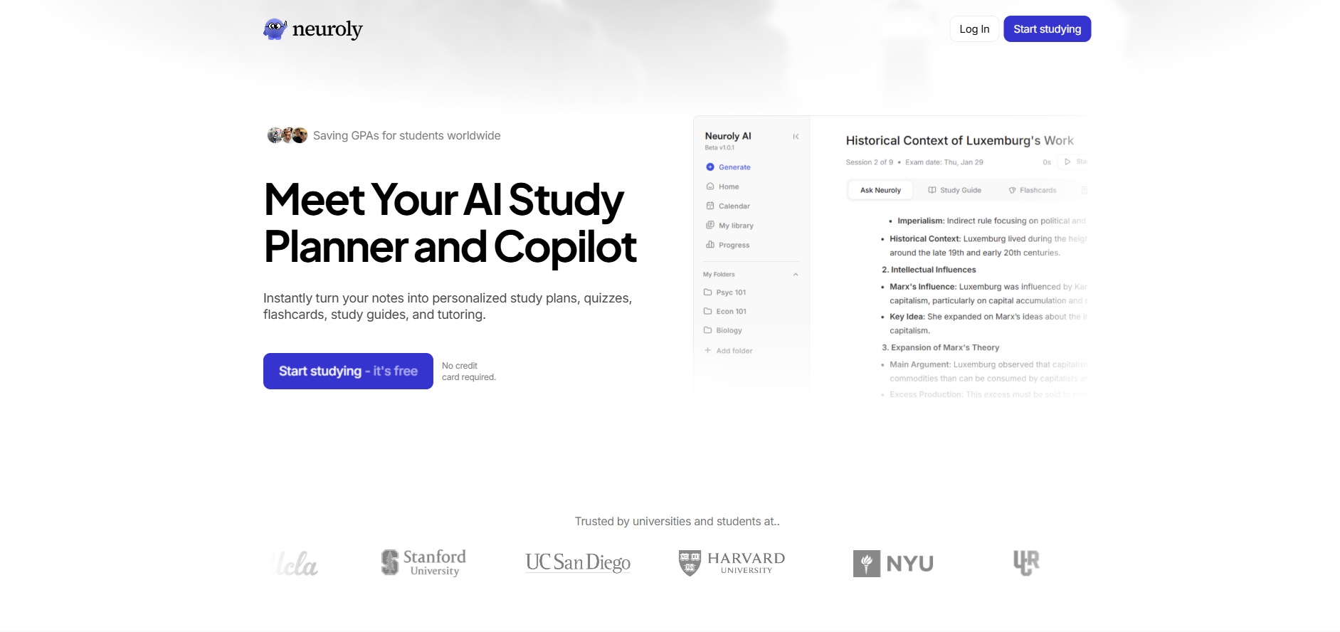 Neuroly AI Study Copilot & Planner - Screenshot 3 showing product features and functionality