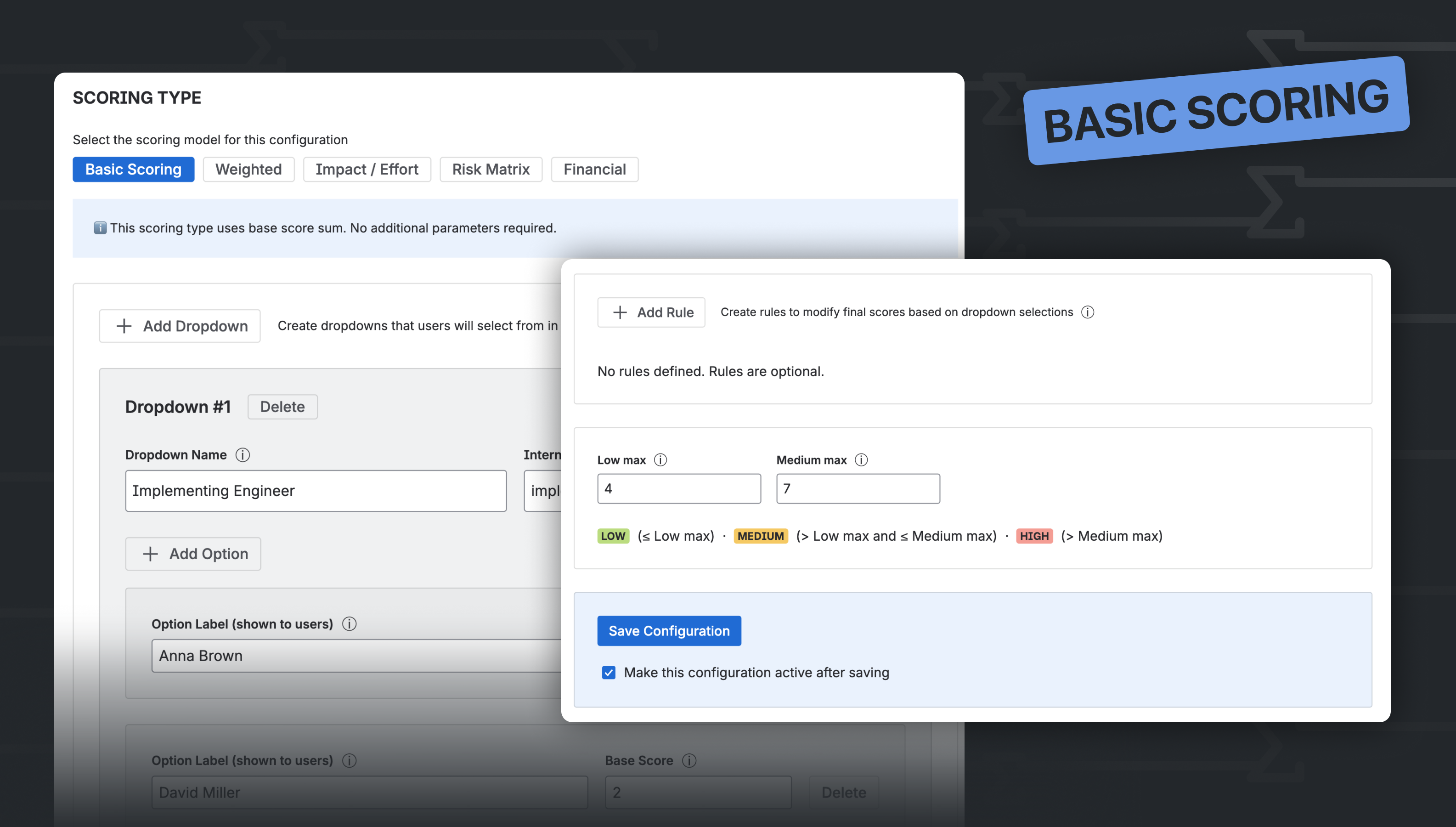 Dynamic Scoring for Jira WSJF, ROI, ICE gallery image