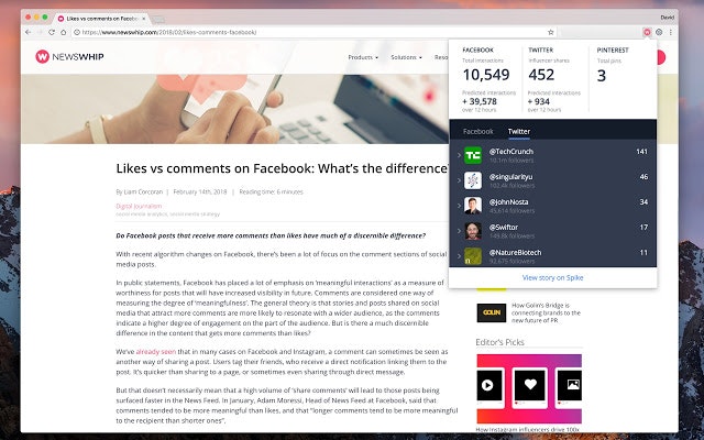 NewsWhip Chrome Extension gallery image