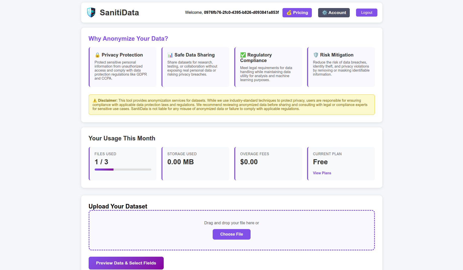 SanitiData - Main product screenshot demonstrating key features and user interface