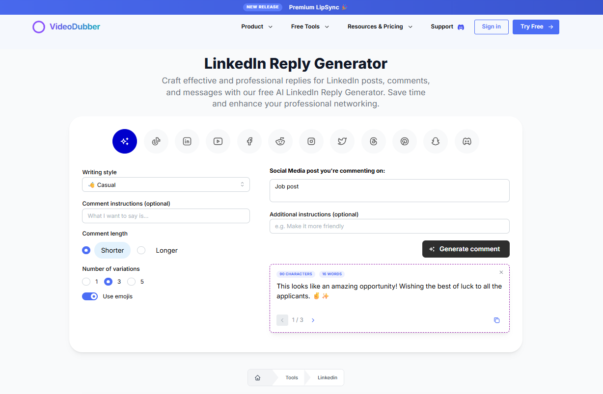 Média Générateur de réponses LinkedIn - Réponses lié à LinkedIn professionnelles en secondes 3