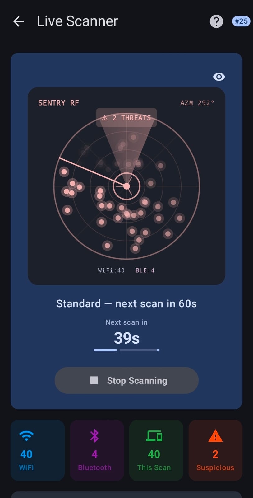 SentryRF Personal Counter-Surveillance - Screenshot 5 showing product features and functionality