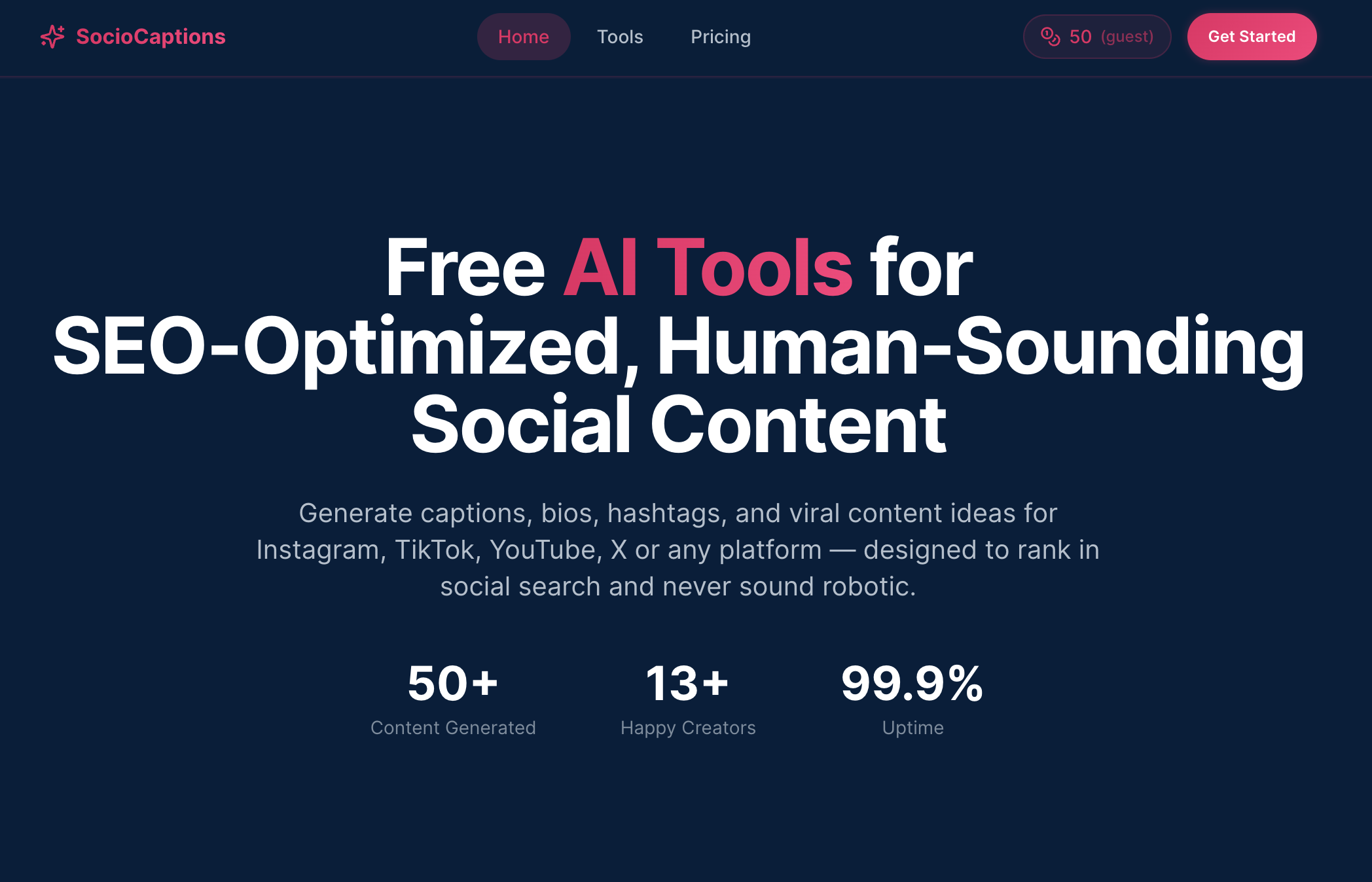 SocioCaptions - Main product screenshot demonstrating key features and user interface