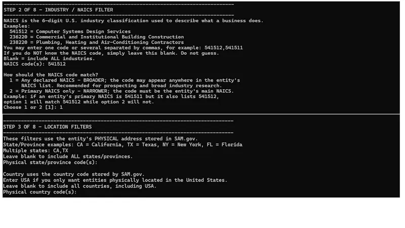 SAM.gov Contractor Database Compiler screenshot 3