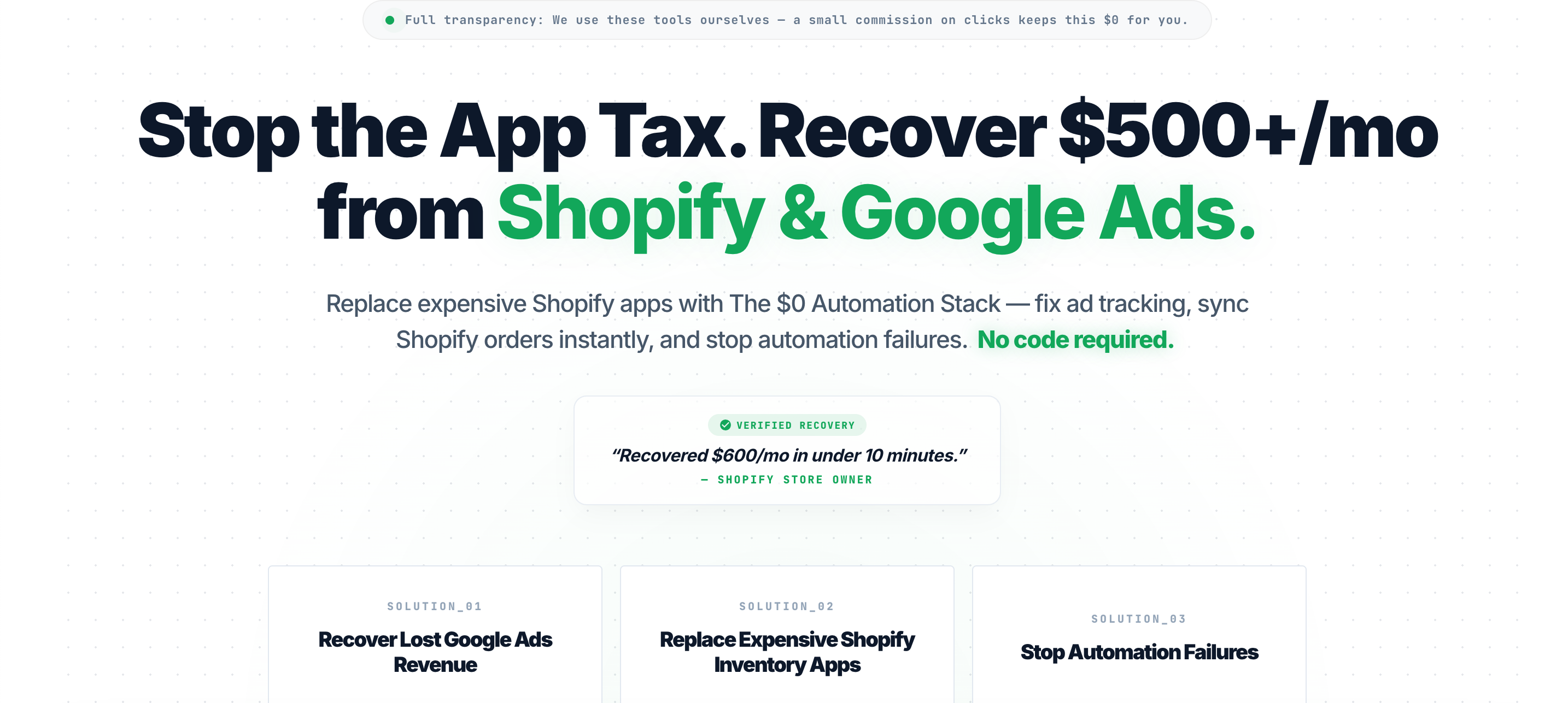 $0 Shopify App Replacement - Screenshot 2 showing product features and functionality