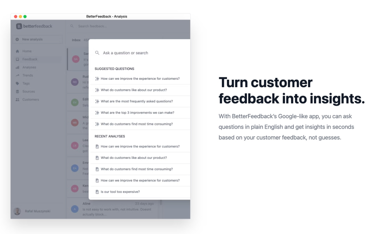BetterFeedback - KI -Tool zur Analyse des qualitativen Kundenfeedbacks Medien 3