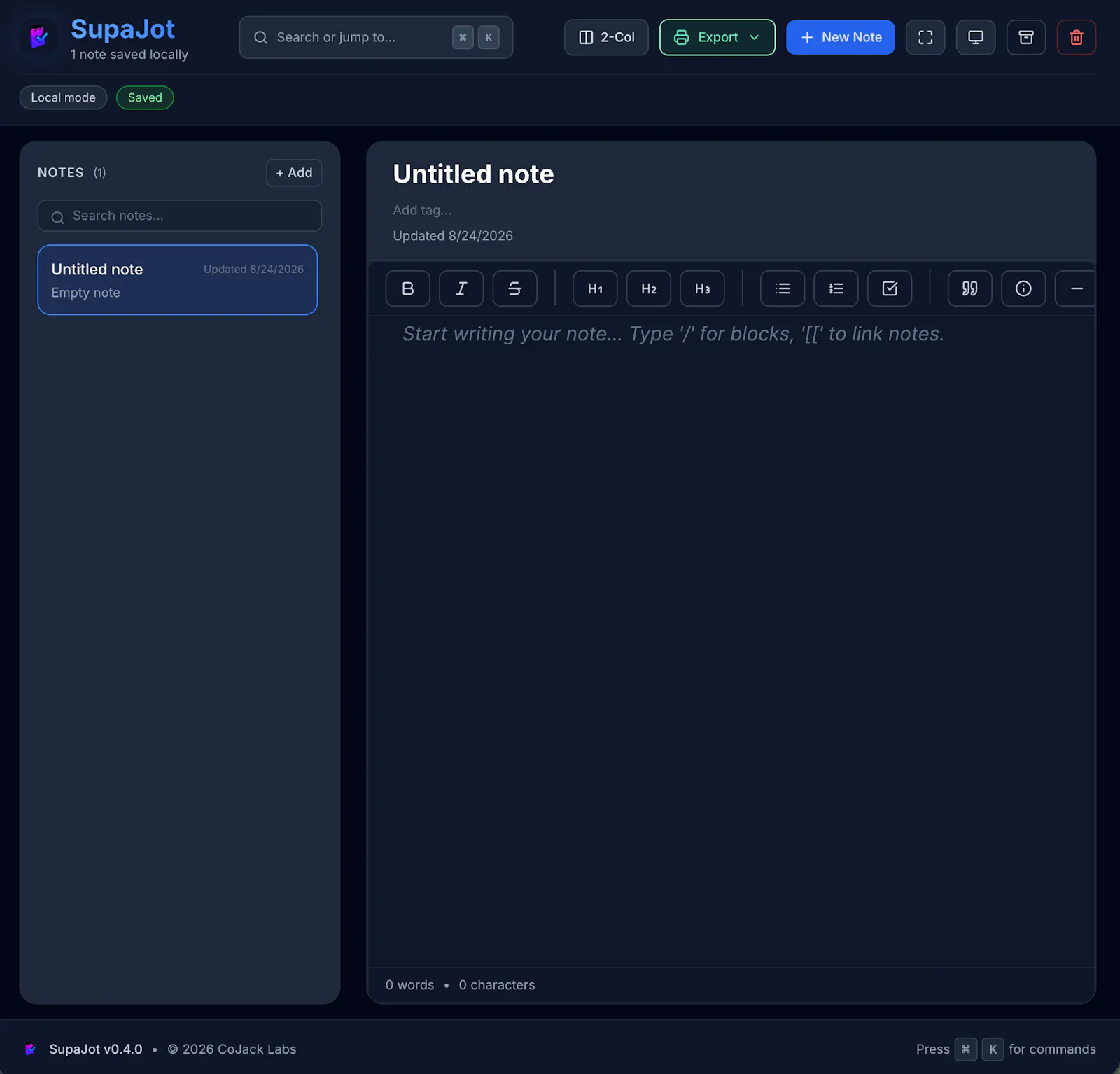 SupaJot screenshot 1