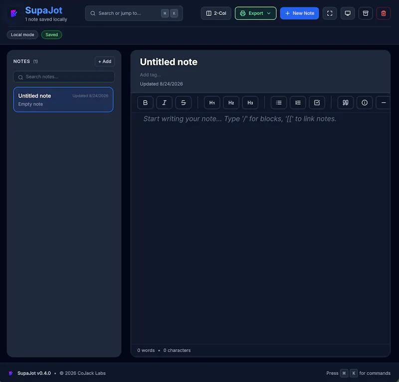 SupaJot screenshot 1