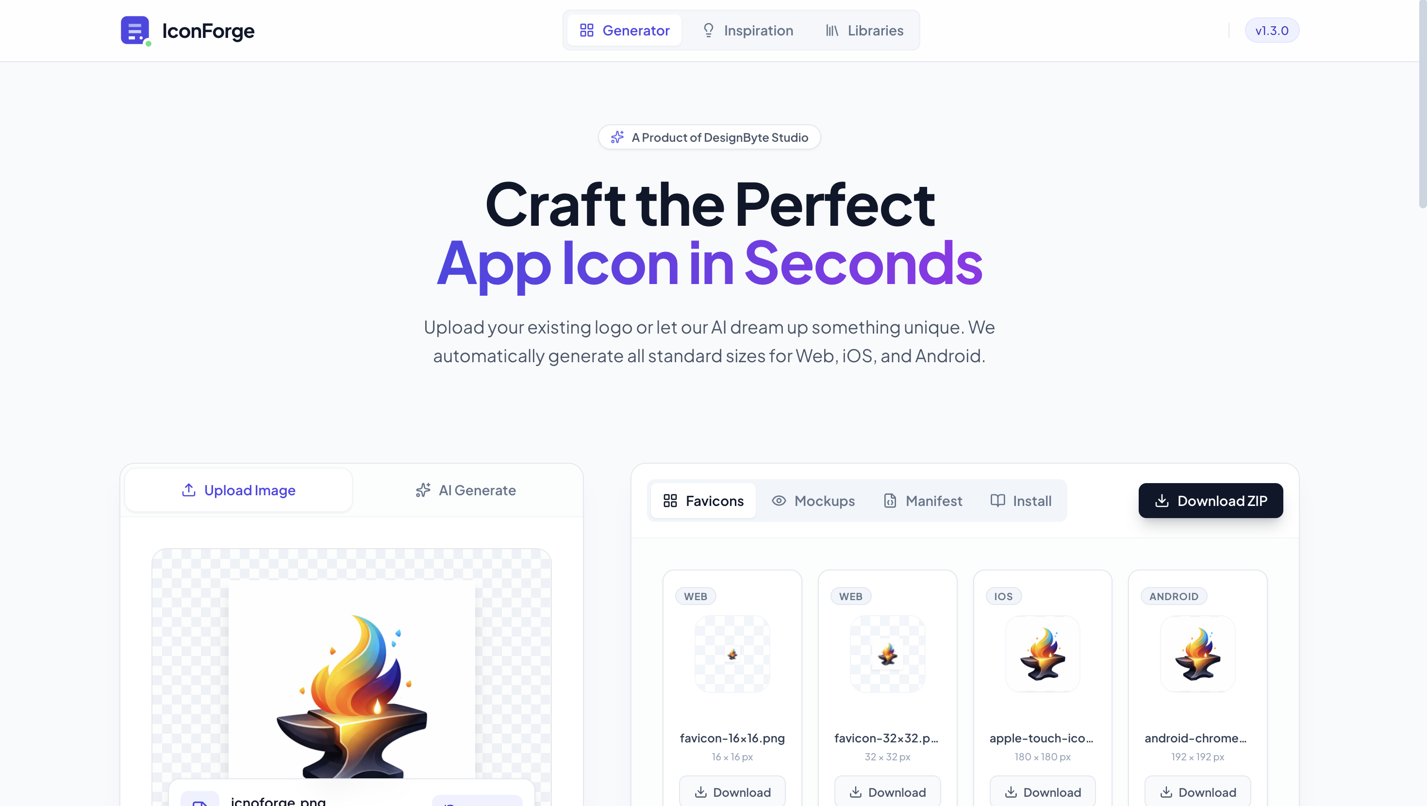 IconForge - Screenshot 2 showing product features and functionality