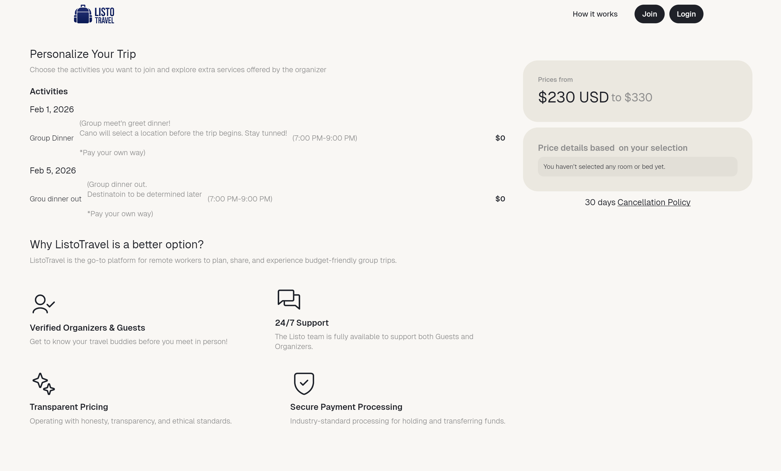 Listo Travel - Screenshot 4 showing product features and functionality
