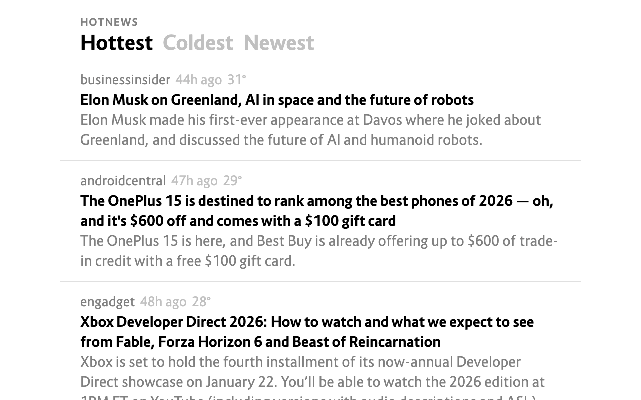 Hotnews - Main product screenshot demonstrating key features and user interface