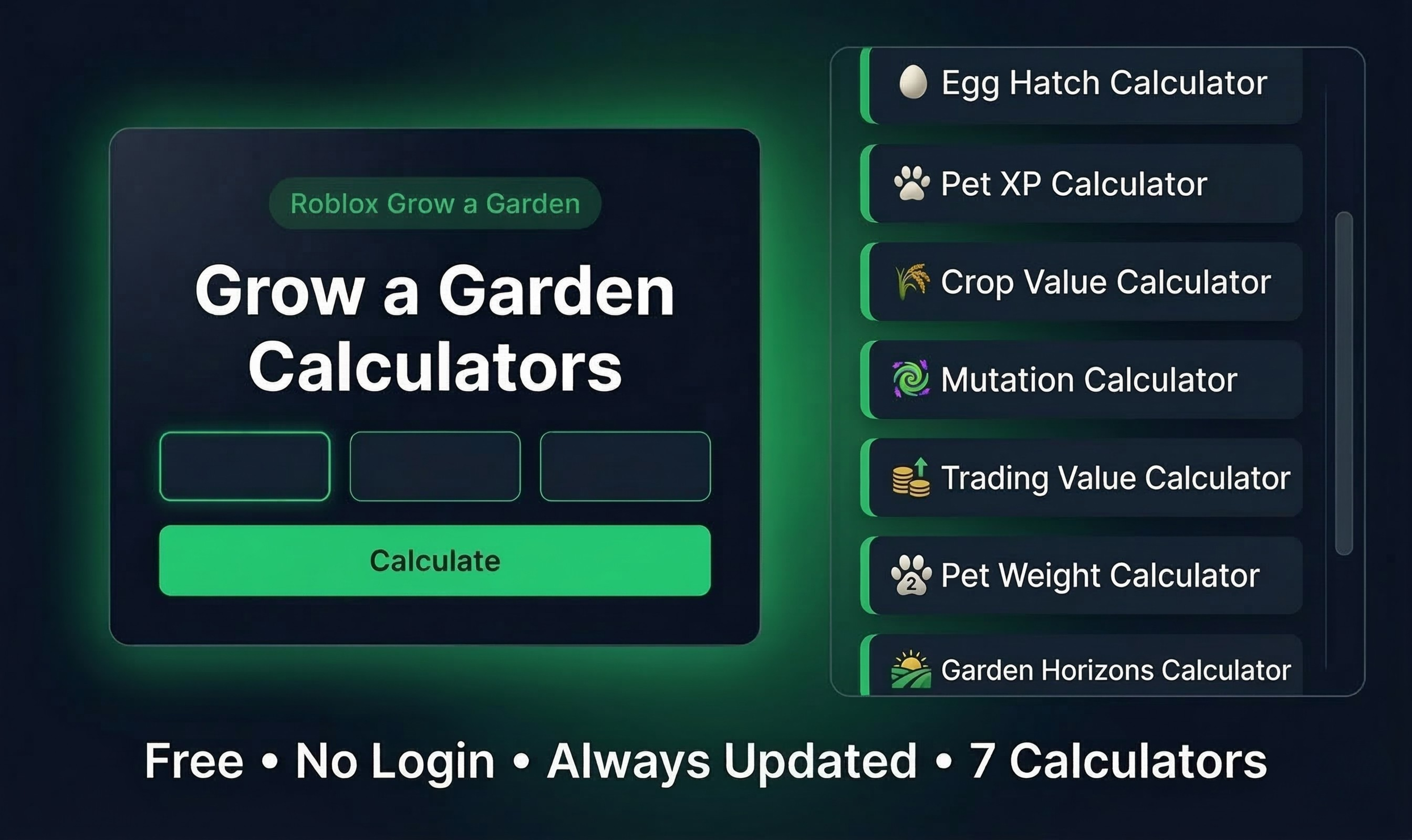 Grow a Garden Calculator - Main product screenshot demonstrating key features and user interface