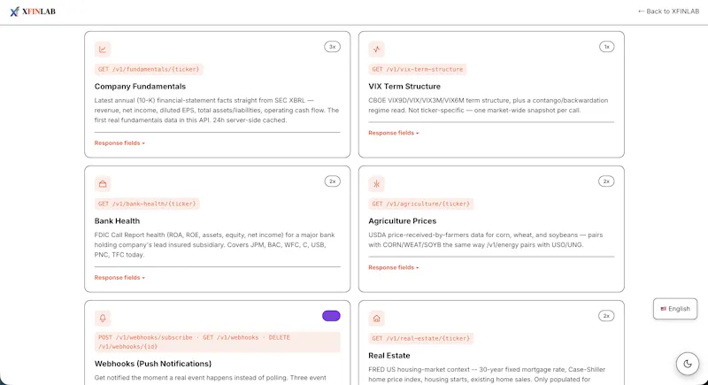XFINLAB Intelligence API screenshot 7