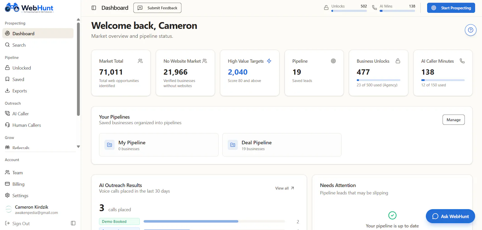 WebHunt.ai screenshot 2