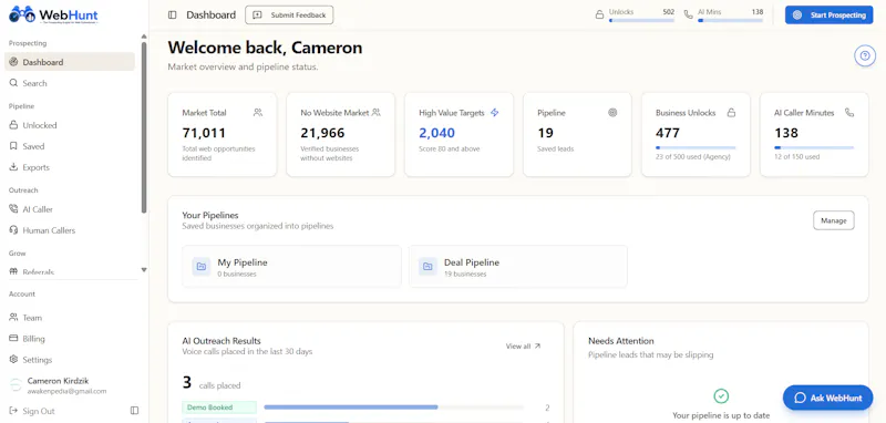 WebHunt.ai screenshot 2