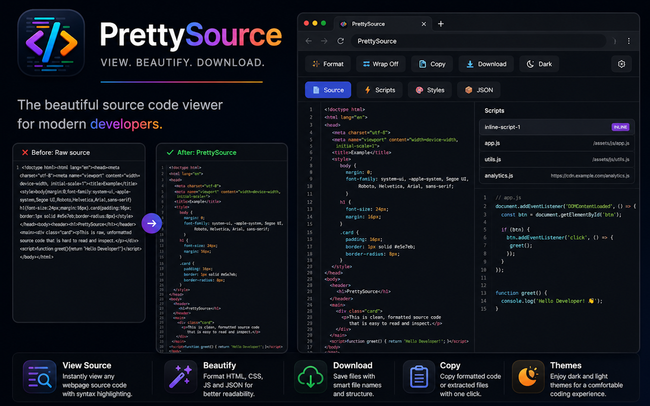 PrettySource - View Source for Chrome gallery image