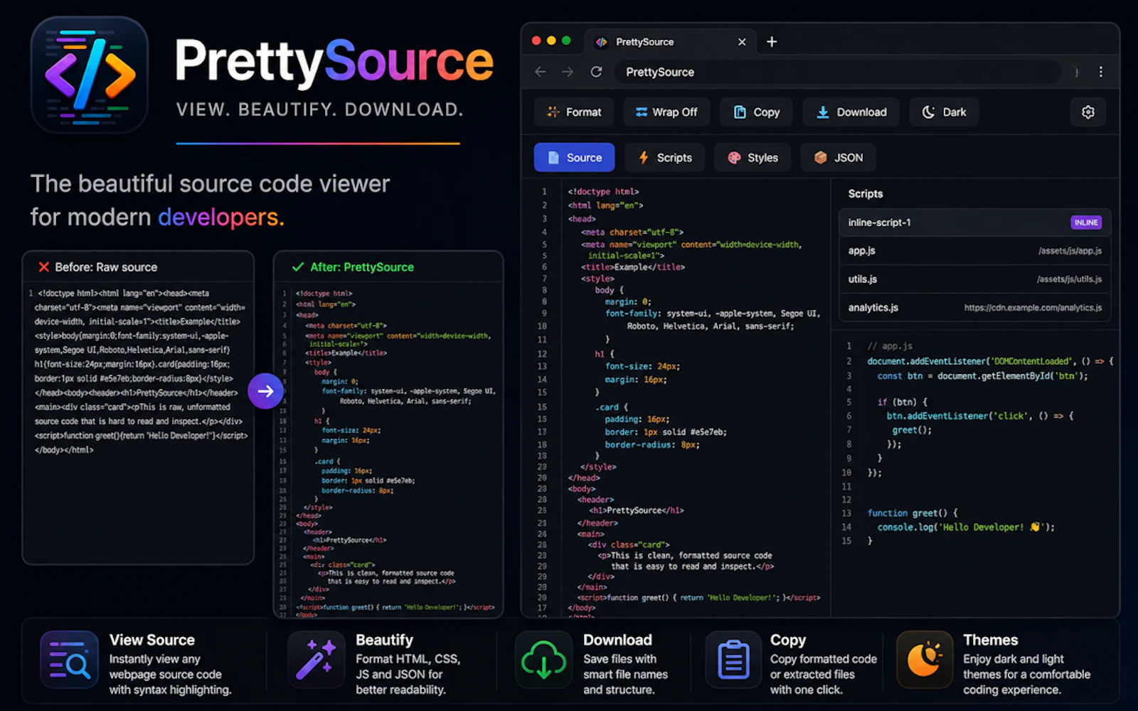 PrettySource - View Source for Chrome screenshot 1