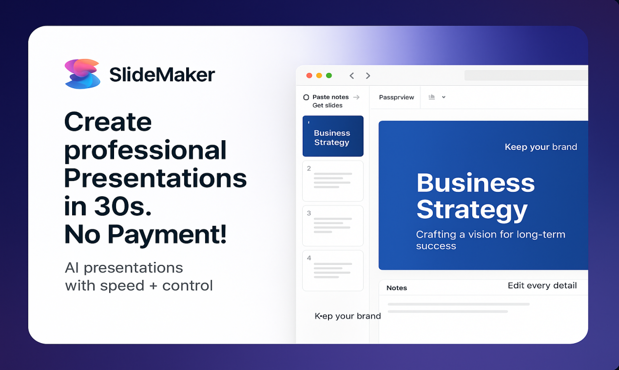 SlideMaker.app - Main product screenshot demonstrating key features and user interface
