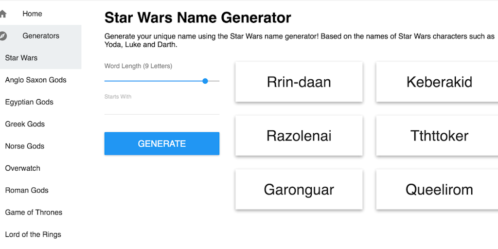Names Generators Instant name generator can generate 