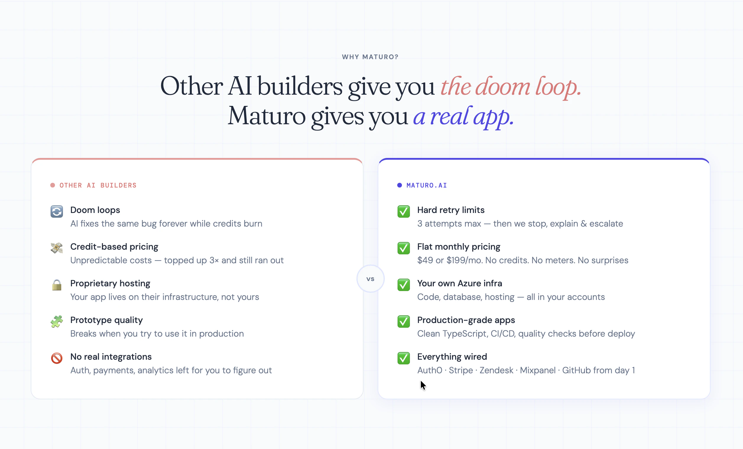 Maturo - The anti-doom-loop app builder screenshot 1