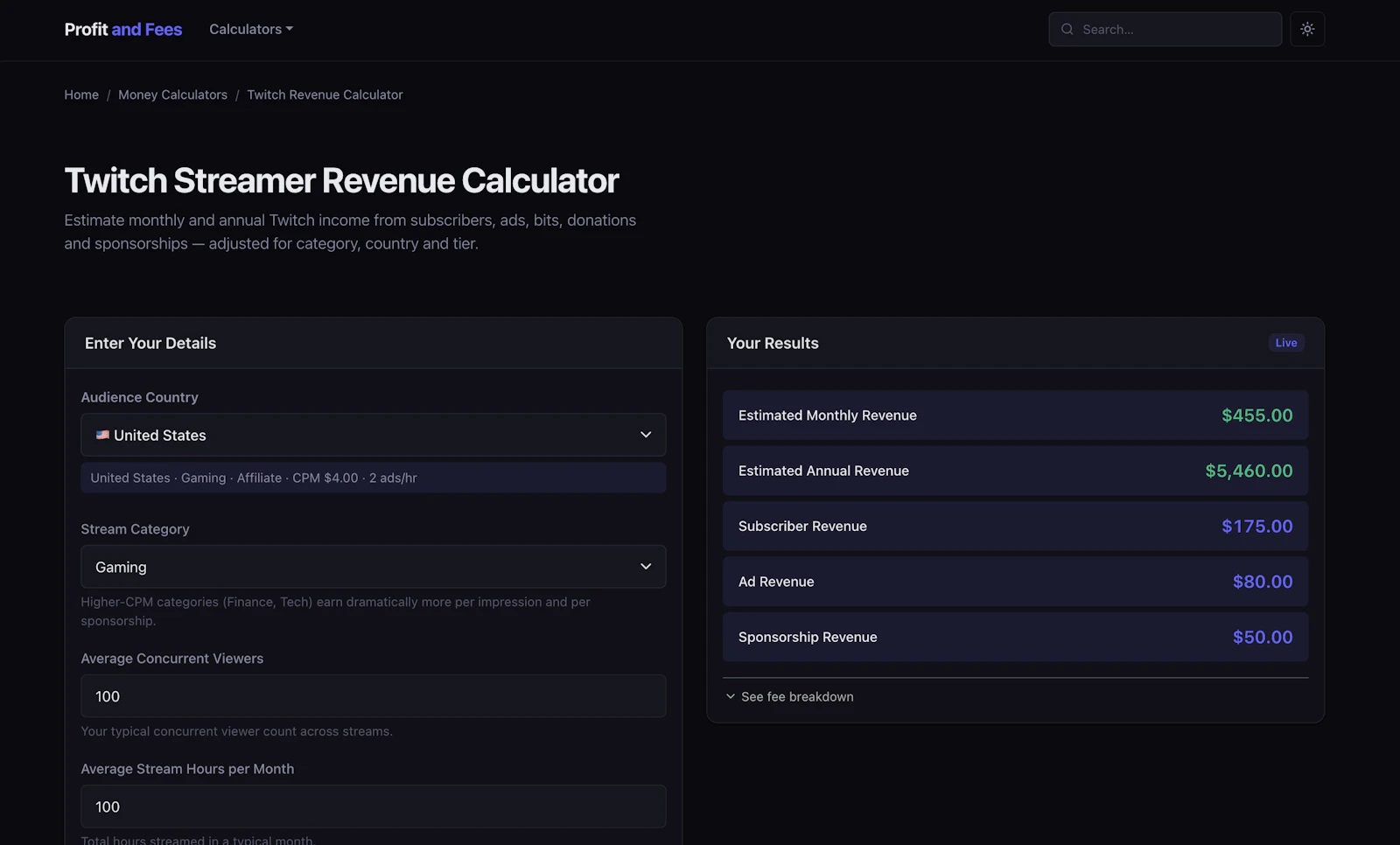 Profit and Fees screenshot 3