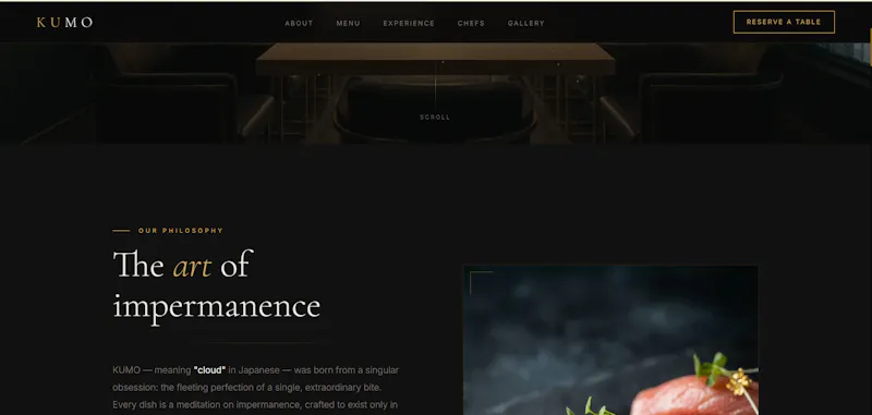 Kumo Restaurant Website Template screenshot 3