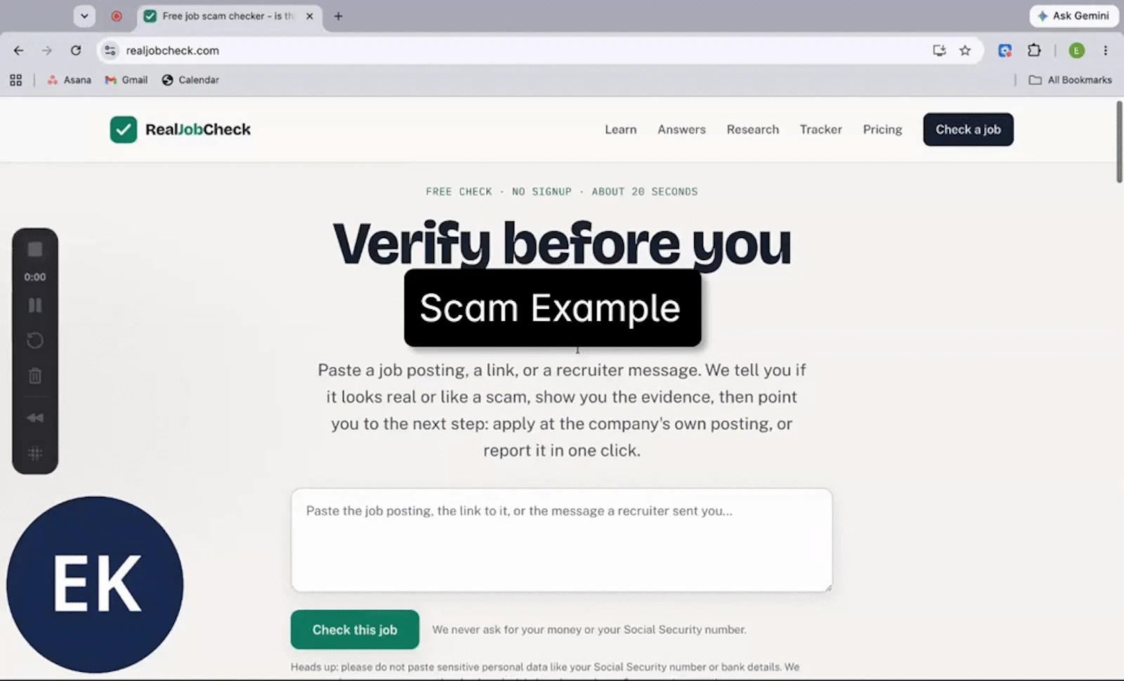 Real Job Check screenshot 1 (video preview)