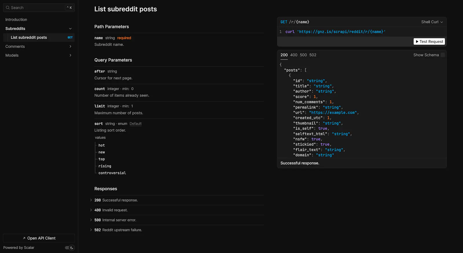 Reddit scrAPI screenshot 1