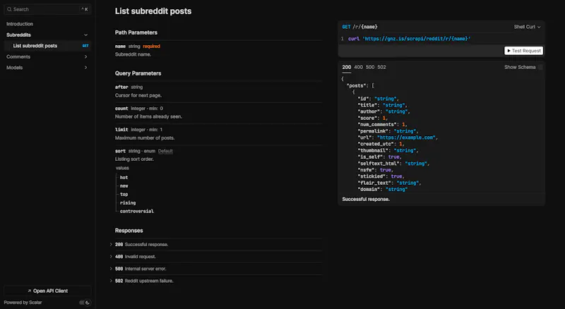 Reddit scrAPI screenshot 1