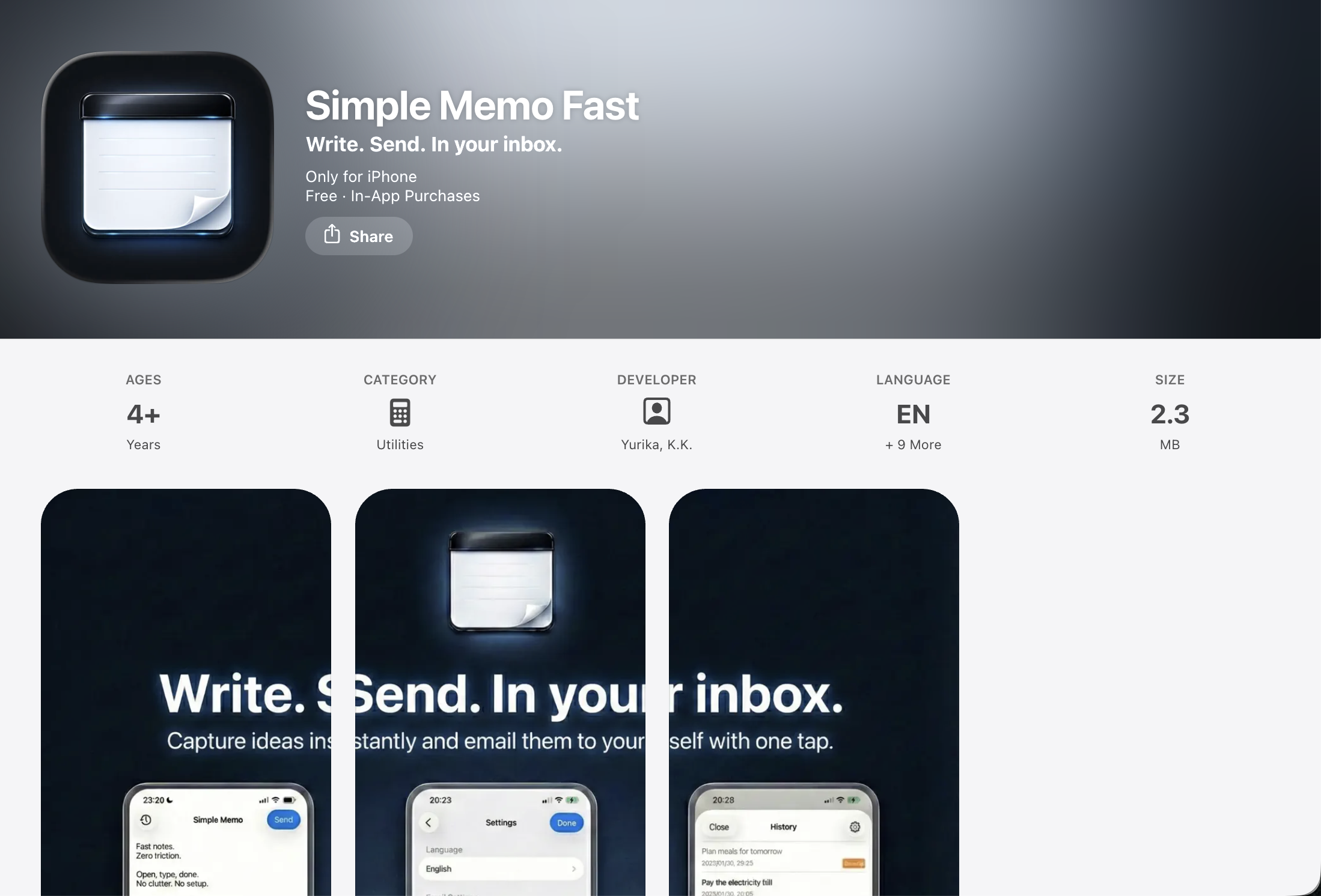 Simple Memo - Captio-style - Screenshot 3 showing product features and functionality