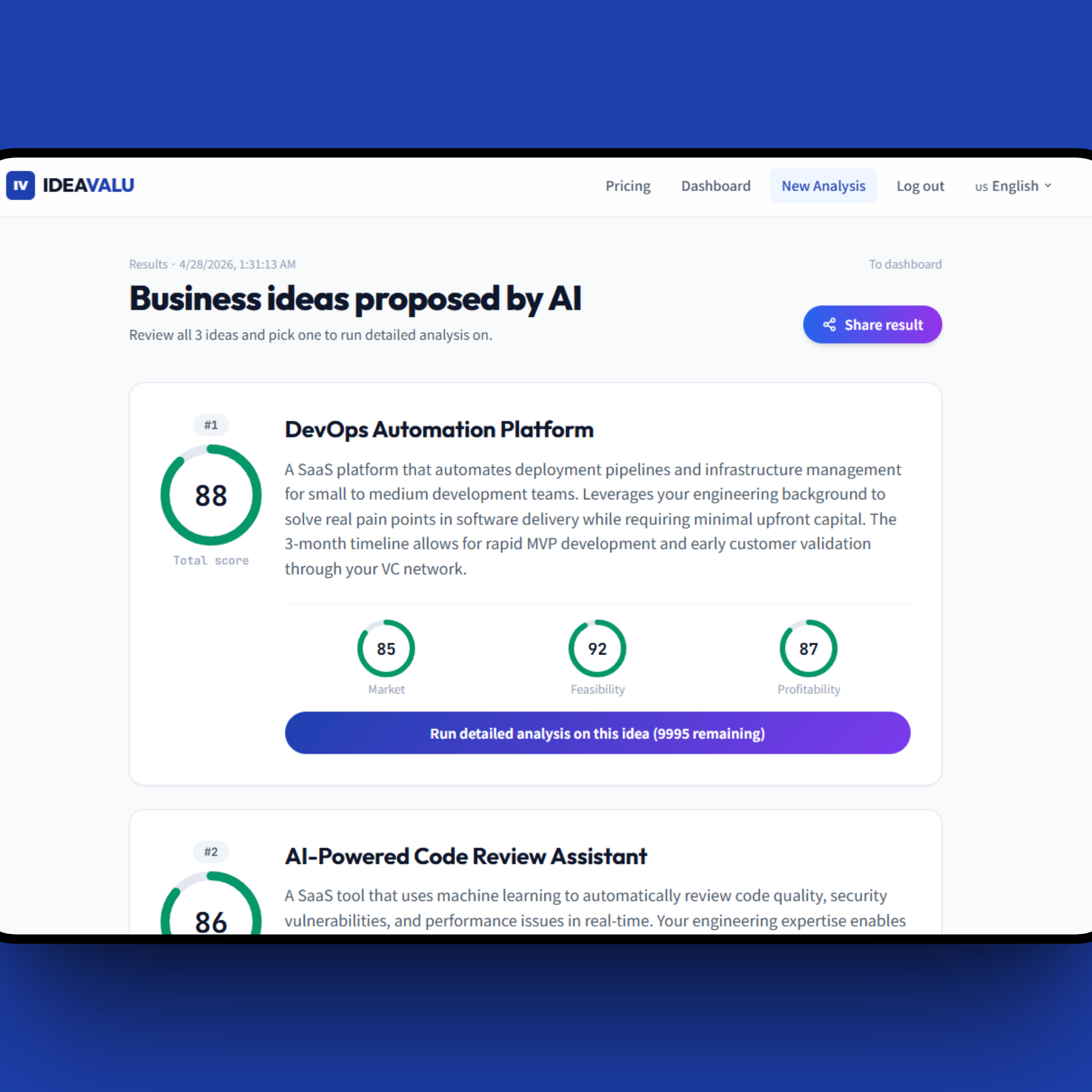 IDEAVALU - AI Business Idea Generator gallery image