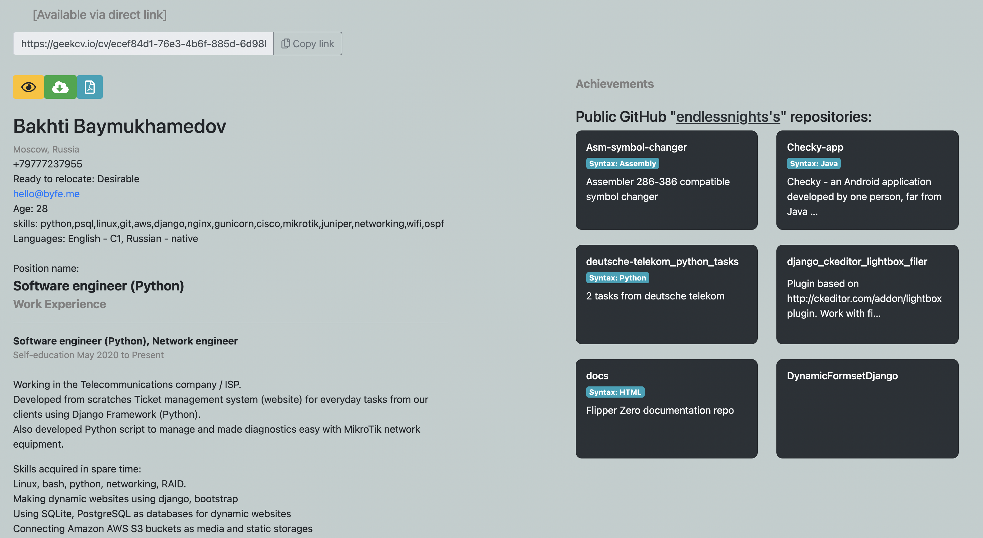وسائط GeekCV.io - إنشاء السير الذاتية بسهولة 4