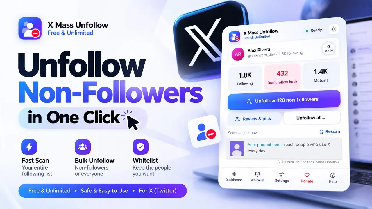 X (Twitter) Mass Unfollow Tool gallery image