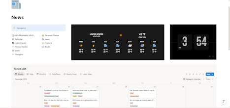 Minimalist Life Dashboard gallery image