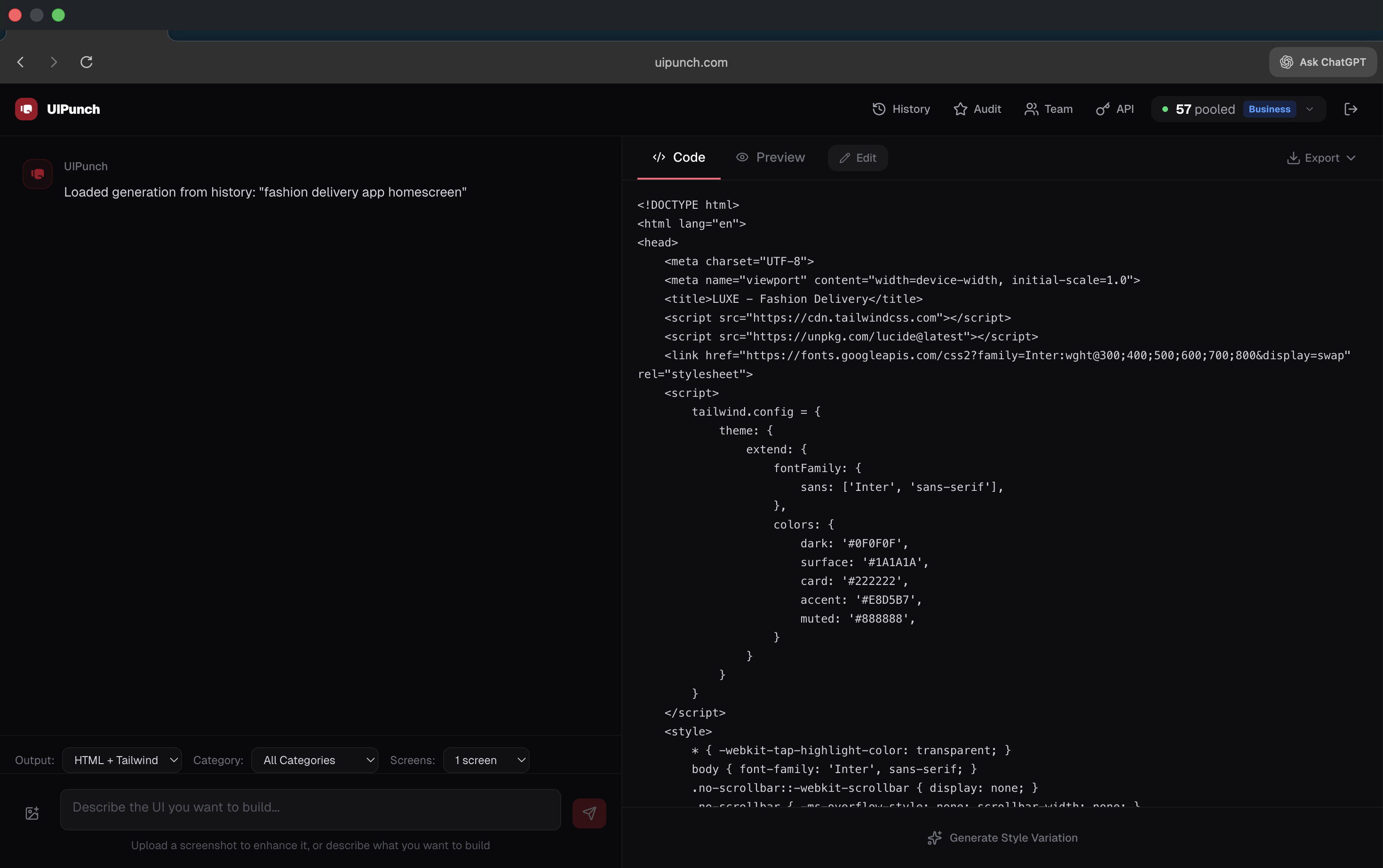 UIPunch: Anti AI Slop App UI Generator - Screenshot 2 showing product features and functionality