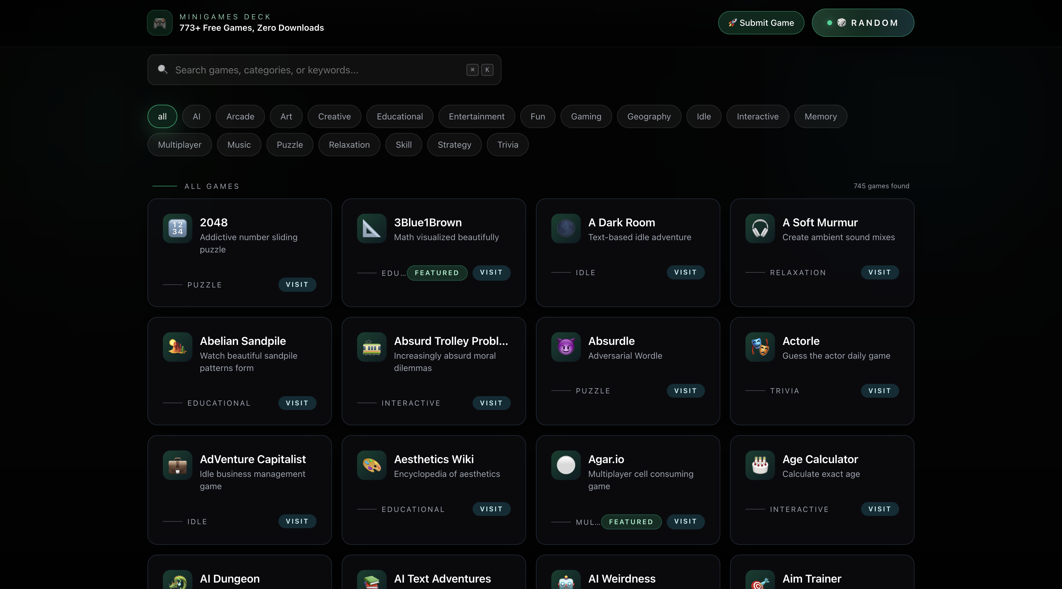 Minigames Deck - Screenshot 3 showing product features and functionality