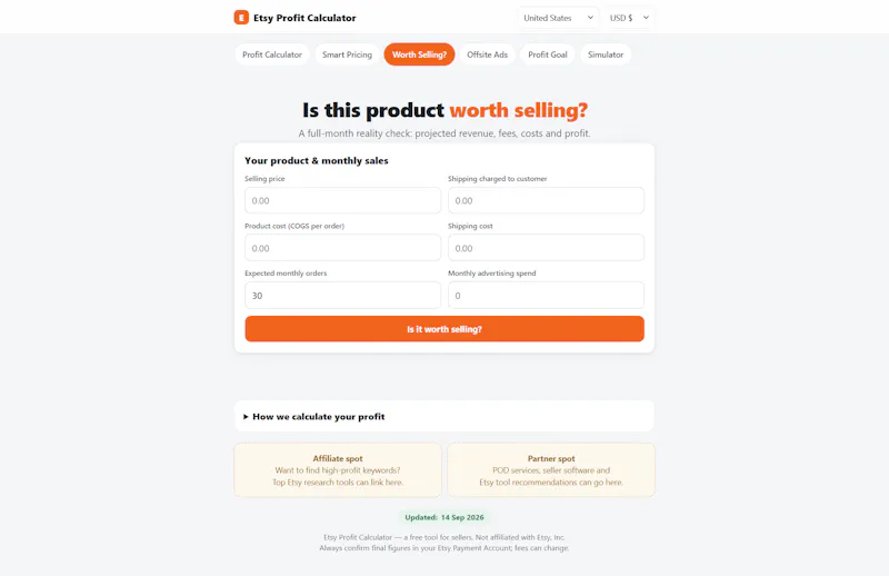 Etsy Profit Calculator screenshot 4