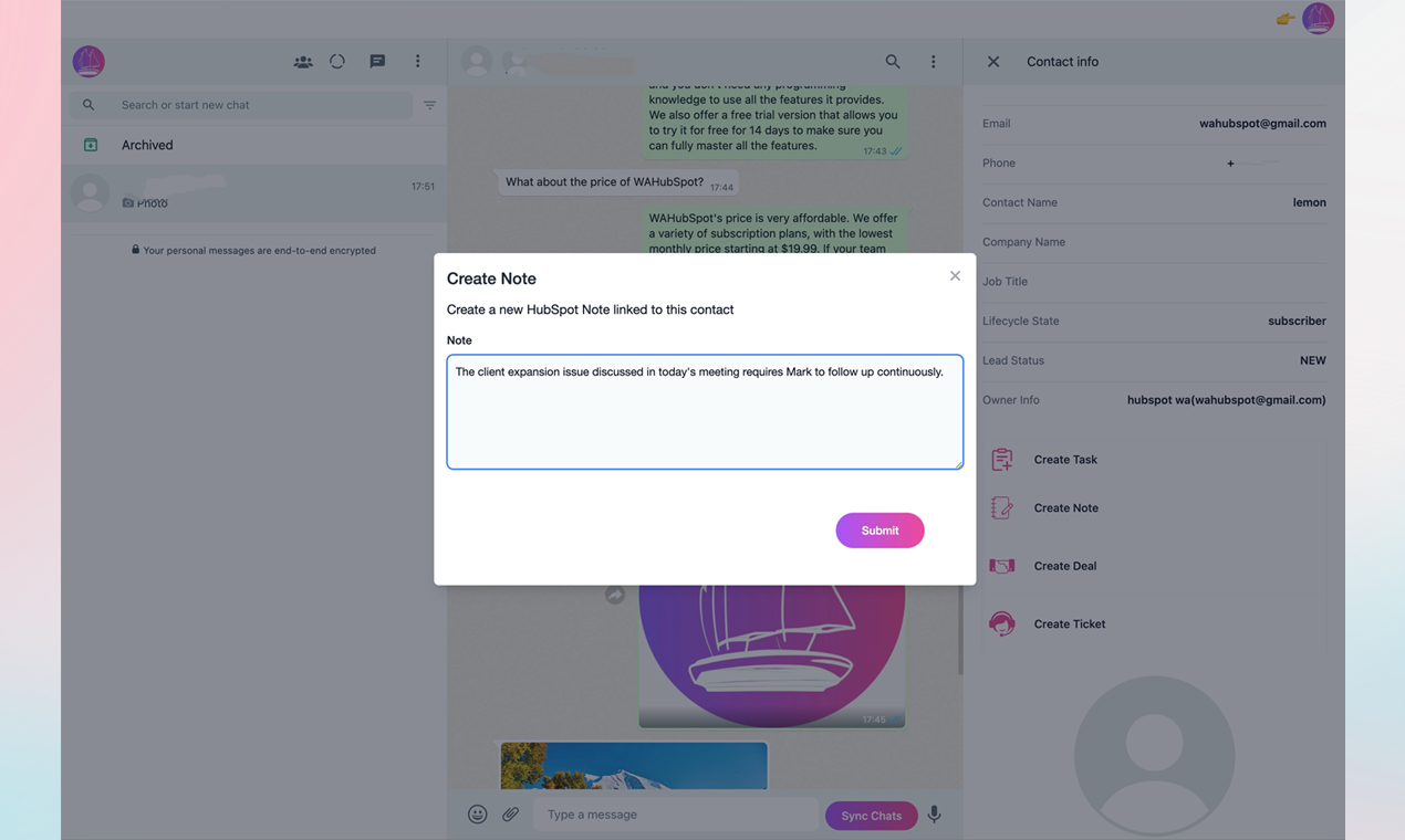Wahelper:最高のWhatsApp Hubspot拡張機能 media 5