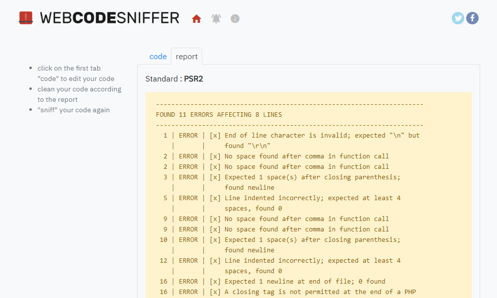 WebCodeSniffer gallery image