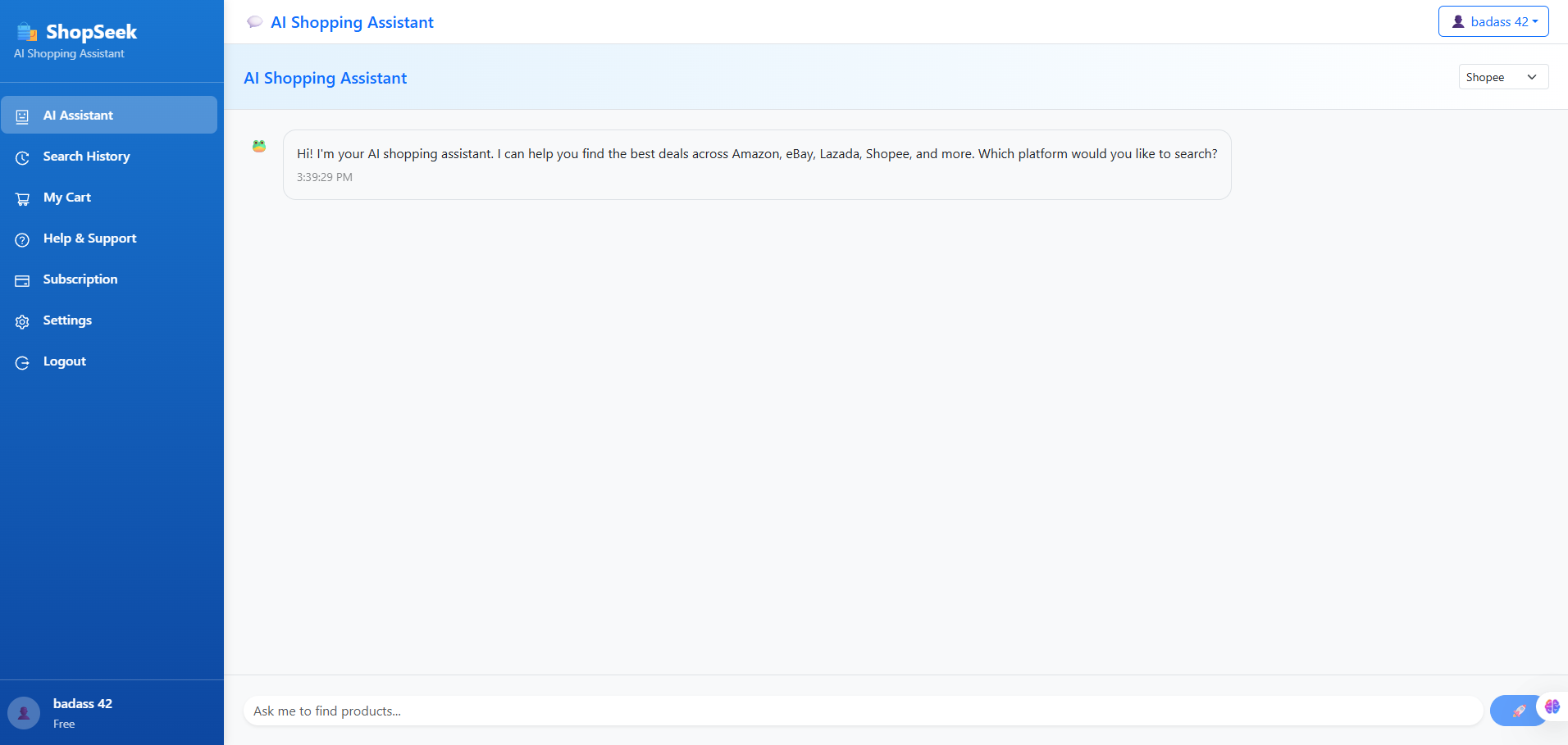 ShopSeek AI - Screenshot 2 showing product features and functionality