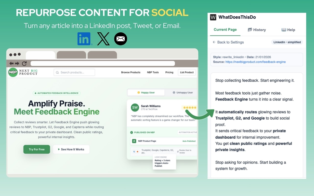 WhatDoesThisDo - Chrome Extension - Screenshot 3 showing product features and functionality