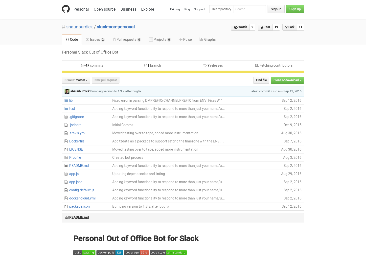 Slack Personal Out of Office Bot gallery image