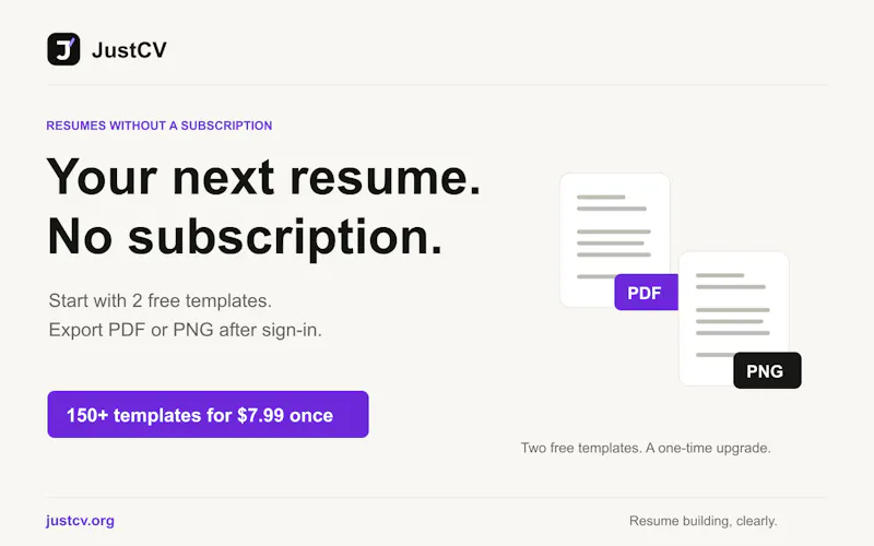 JustCV screenshot 2
