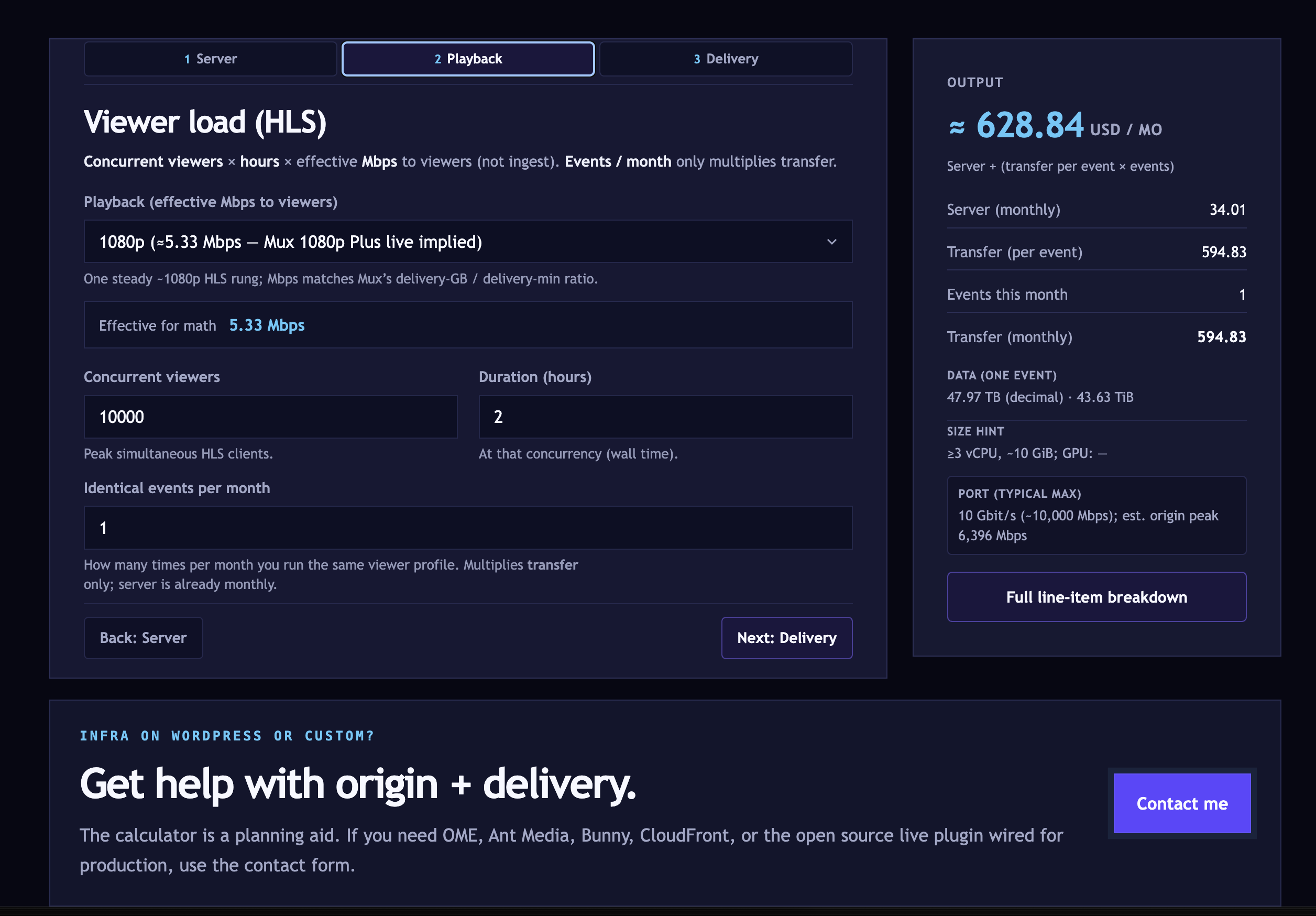 Server + CDN Cost Calculator (streaming) gallery image