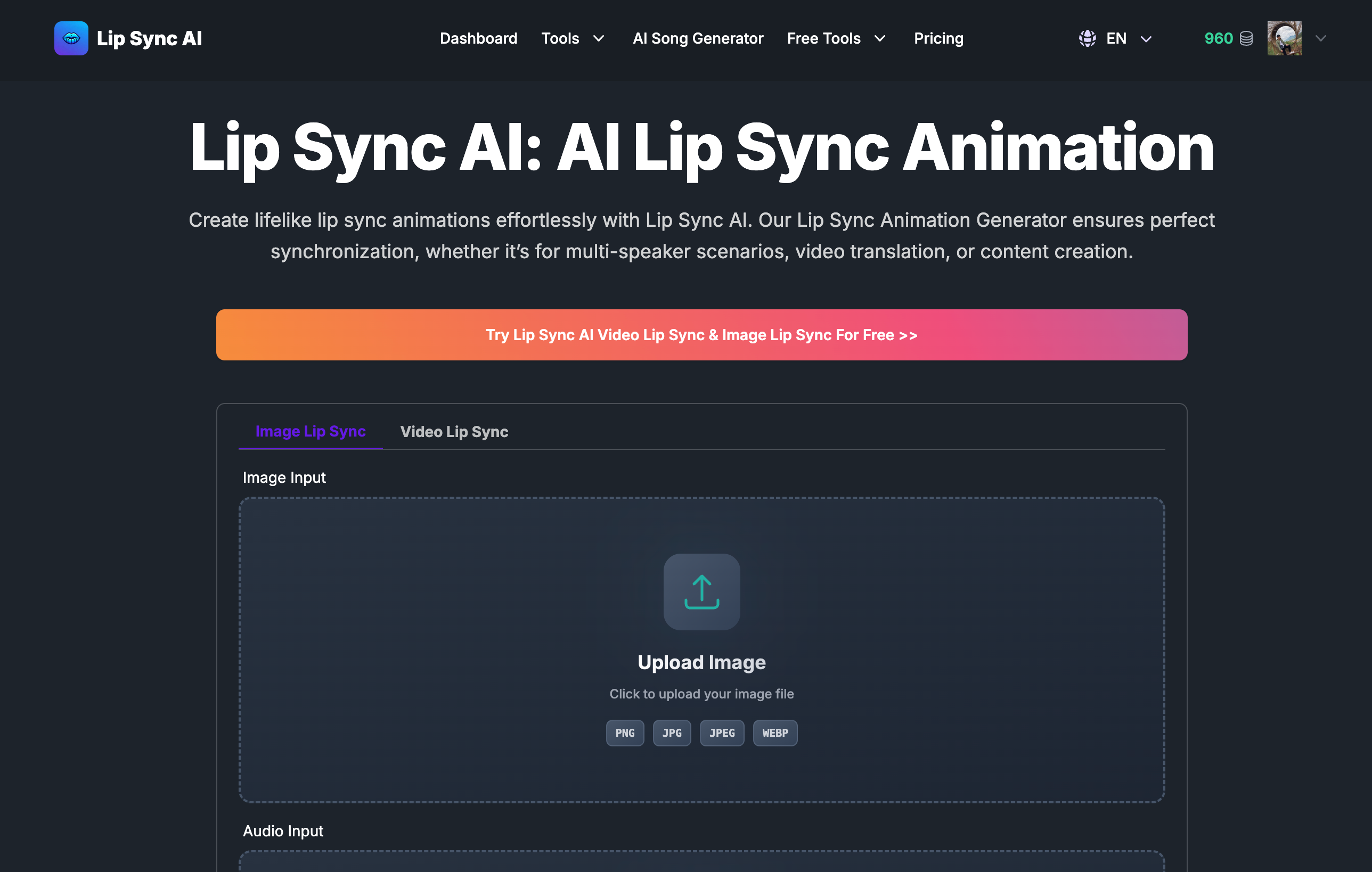 Lip Sync AI - Main product screenshot demonstrating key features and user interface
