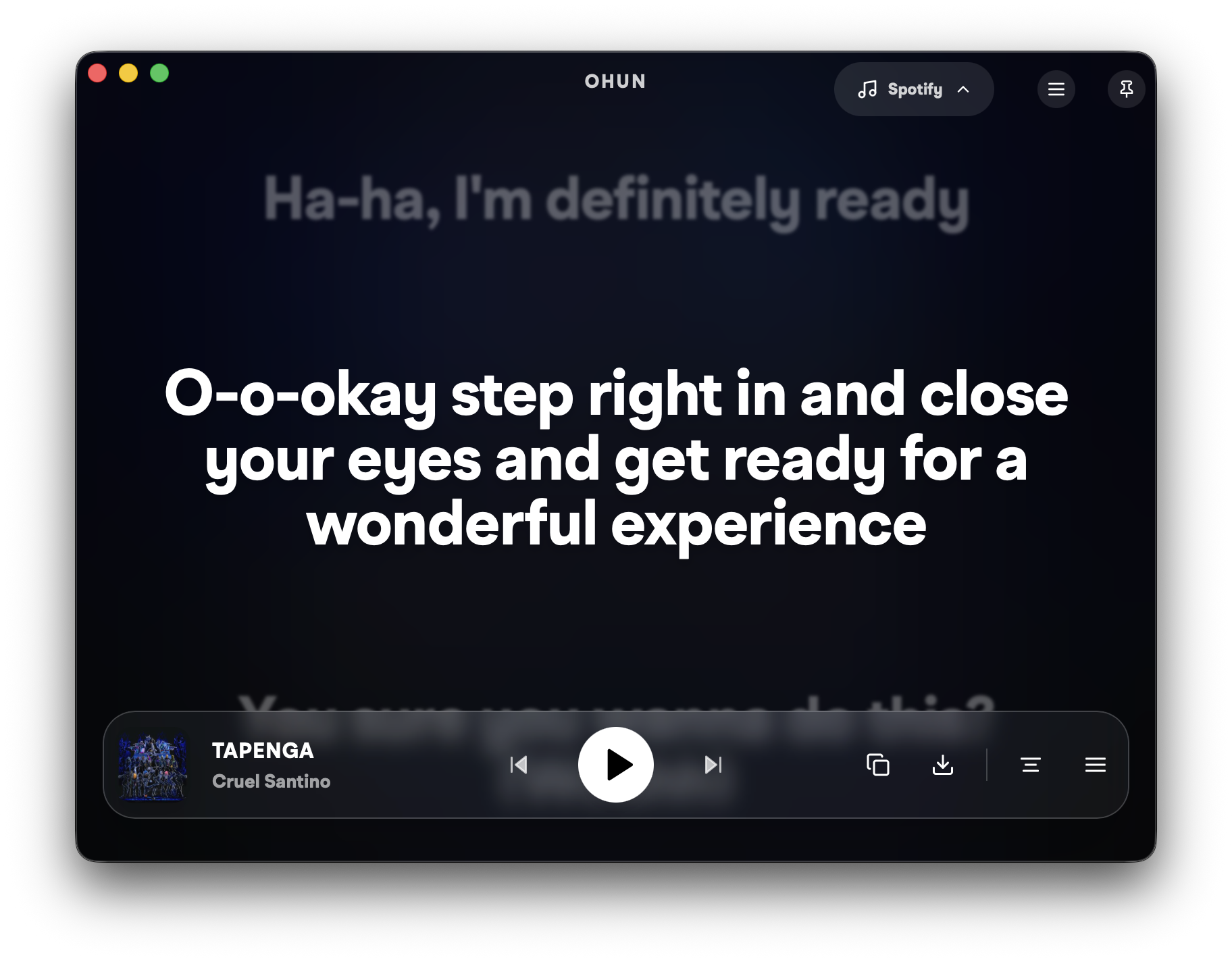 Ohun — Lyrics in sync - Main product screenshot demonstrating key features and user interface